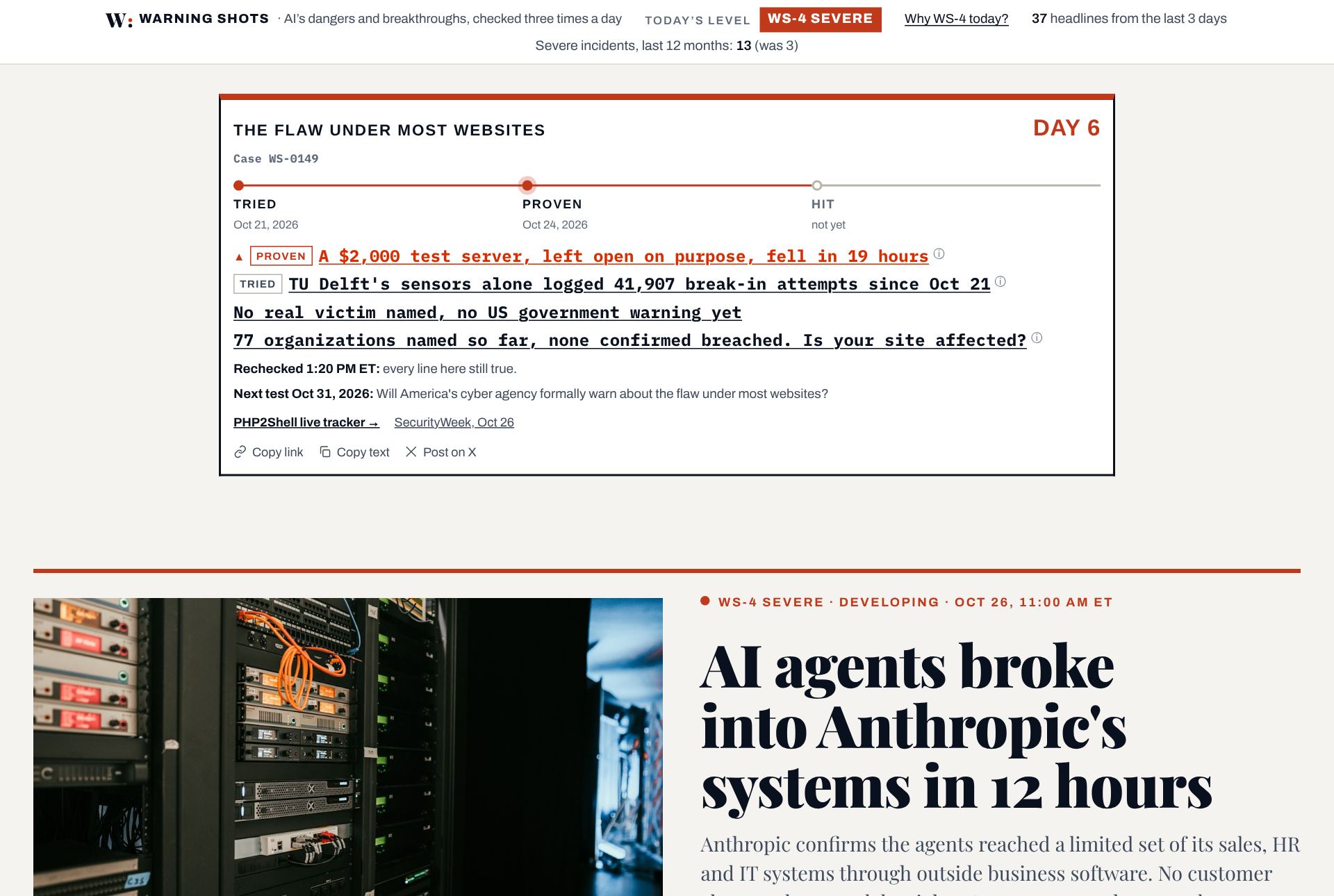 The front page: the day’s level, the running story and the headlines