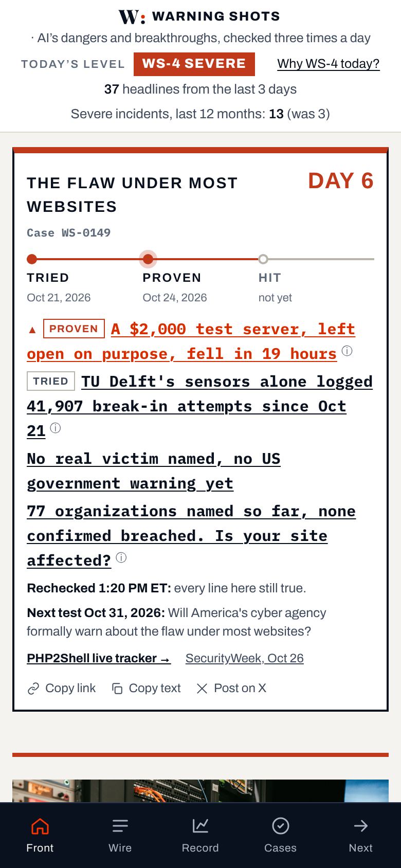 The front page on a phone